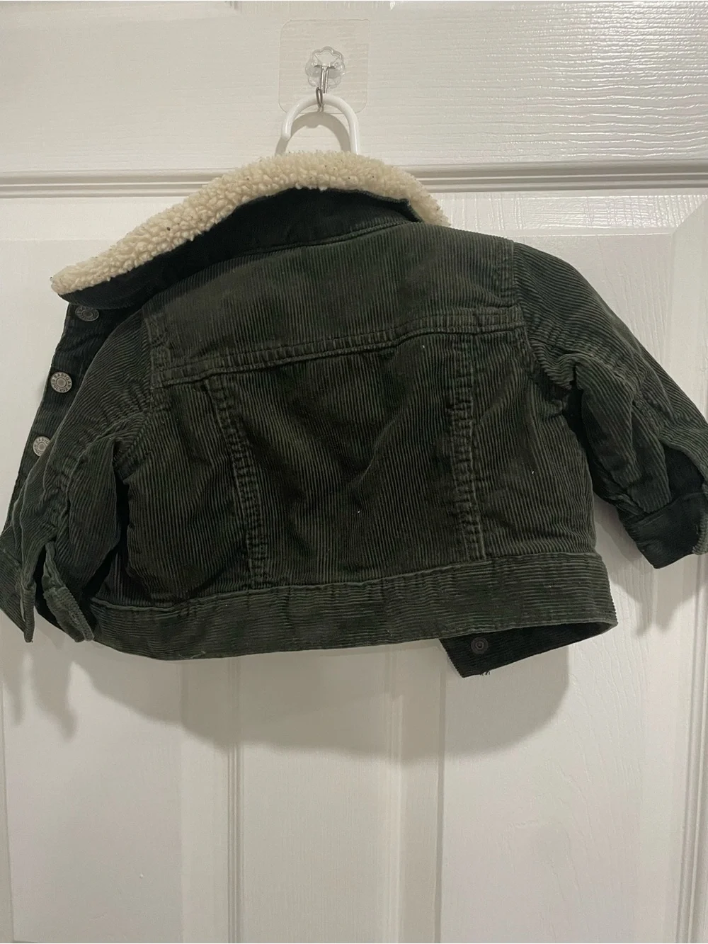 Gap kids Sherpa lined corduroy olive green jacket 0-6 months